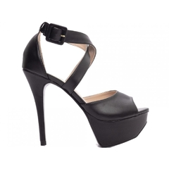 Sandalia Meia Pata Feminina Napa Preto com Salto Fino de 13cm - comprar online