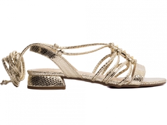 Sandália Croco Dourado: Salto Baixo - Coleção Verão - Calçadospravc | Comprar Calçados Femininos Online | Comprar Scarpins