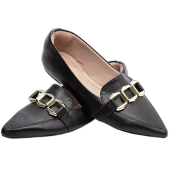 Sapatilha Mocassim Feminino Bico Fino Sofisticacao Atemporal em Napa Preto - comprar online