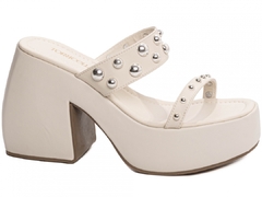 Tamanco Anabela Feminino: Charme em Napa Off White | 11cm de Altura