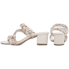 Sandalia Tamanco Off White com Strass Salto 4.5cm Antiderrapante - comprar online