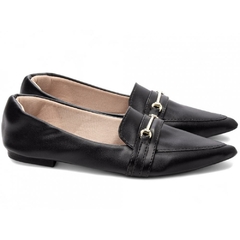 Sapatilha Mocassim Feminino Bico Fino Elegancia Atemporal em Napa Preto - Calçadospravc | Comprar Calçados Femininos Online | Comprar Scarpins