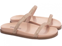 Sandália Papete Birken: Strass Rose | Detalhes Rose | Vc + Linda ainda em Rose | Solado Bege na internet