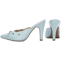 Scarpin Mule Azul 9cm Laco Prata - comprar online