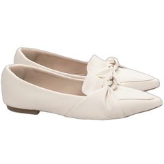 Sapatilha Mocassim Feminino Bico Fino Elegancia Atemporal em Napa Off White - Calçadospravc | Comprar Calçados Femininos Online | Comprar Scarpins