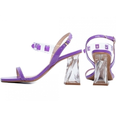 Sandalia Feminina Salto Acrilico Robusto de 9cm Roxo - comprar online