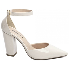 Scarpin Aberto com Fivela Salto 9cm| Luxo e Glamour em Off White