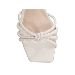 Imagem do Sandalia Off White Confortavel Salto Robusto 9cm Antiderrapante