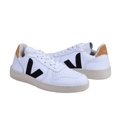 Tenis V-10 em Couro V Preto | 34 a 43 | Branco / Mostarda - comprar online