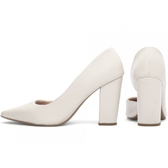 Scarpin Aberto do Lado Salto 8.5cm Glamour Inovador em Off White - comprar online