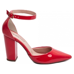 Scarpin Aberto com Fivela Salto 9cm| Luxo e Glamour em Vermelho