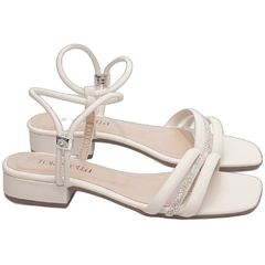 Sandalia Feminina Off White Salto Baixo 2.5cm Torricella - Calçadospravc | Comprar Calçados Femininos Online | Comprar Scarpins