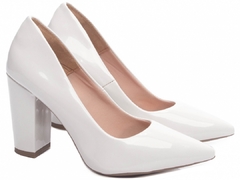 Scarpin Clássico Ellegancê Salto 8,5cm Robusto Off White - Calçadospravc | Comprar Calçados Femininos Online | Comprar Scarpins