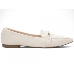 Sapatilha Mocassim Feminino Bico Fino Sofisticacao Atemporal em Napa Off White