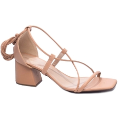 Sandalia Napa Blush Salto Bloco Grosso Triangular 7cm Colecao Finest 2025 Antiderrapante