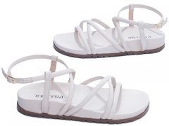 Sandália Papete Verão: Sofisticação | Fivela Dourada | Off White - Calçadospravc | Comprar Calçados Femininos Online | Comprar Scarpins