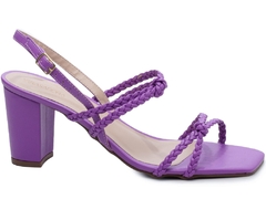 Sandália Salto Grosso: Elegância em Napa Roxo | 8,5cm | CALIENTE