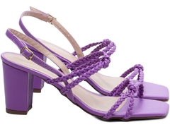 Sandália Salto Grosso: Elegância em Napa Roxo | 8,5cm | CALIENTE - Calçadospravc | Comprar Calçados Femininos Online | Comprar Scarpins