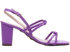 Sandália Salto Grosso: Elegância em Napa Roxo | 8,5cm | CALIENTE - loja online