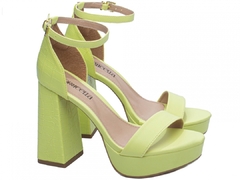 Sandália Meia Pata Salto 11,5cm Robusto em Croco Verde Verão - Calçadospravc | Comprar Calçados Femininos Online | Comprar Scarpins