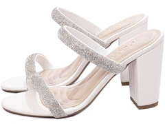 Tamanco Salto 8,5cm | Elegância Pura em Off White e Strass Prata na internet