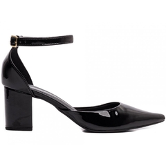 Scarpin Salto 6.5cm Fechado Atras Glamour Verniz em Preto - loja online