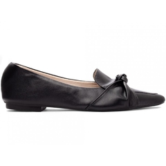 Sapatilha Mocassim Feminino Bico Fino Elegancia e Conforto em Napa Preto