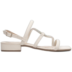 Sandalia Feminina Sofisticada Off White Salto Baixo 2.5cm Torricella - loja online