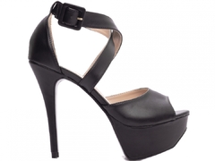 Sandália Meia Pata Feminina: Napa Preto | Fivela Encapada | Salto 13cm | Elegância - comprar online