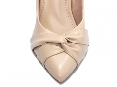 Sapato Scarpin Bico Fino: Tiras em Nó | 10cm | Confort | Bege - loja online