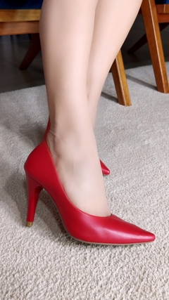 Scarpin Salto 10cm Fino Cone | Lindo Fechado Atras | Vermelho