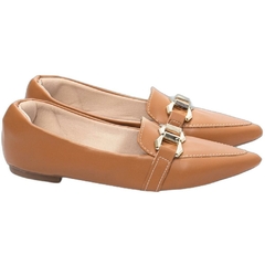 Sapatilha Mocassim Feminino Bico Fino Charme Atemporal em Napa Caramelo - Calçadospravc | Comprar Calçados Femininos Online | Comprar Scarpins