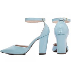 Scarpin Aberto com Fivela Salto 9cm Luxo e Glamour em Azul - comprar online