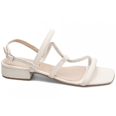 Sandalia Feminina Sofisticada Off White Salto Baixo 2.5cm Torricella