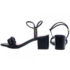 Elegancia e Conforto Sandalia Feminina Salto 5.5cm Robusto em Preto - comprar online