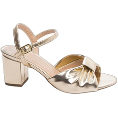 Sandalia Feminina Dourada 6cm Fivela Dourada