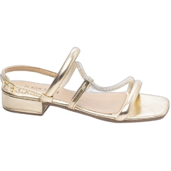 Sandalia Feminina Glamour Ouro Light Salto Baixo 2.5cm Torricella