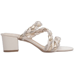 Sandalia Tamanco Off White com Strass Salto 4.5cm Antiderrapante - loja online