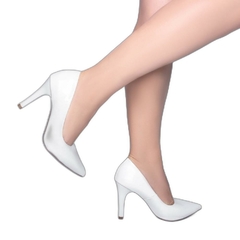 Scarpin Classico Luxo e Glamour Salto 10cm Fino em Cone Branco