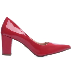 Scarpin Salto Bloco Vermelho Salto 8.5cm Verniz Vermelho - loja online