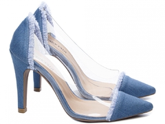 Lindo Scarpin Innovation Vinil Transperente - Azul Jeans - Calçadospravc | Comprar Calçados Femininos Online | Comprar Scarpins
