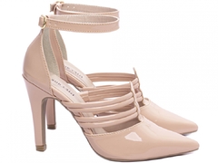 Sapato Scarpin Verniz Rose: Fivela Dourada | 9cm | Coleção Verão - loja online