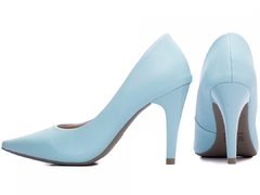 Scarpin Salto 10cm Fino Cone | Lindo Fechado Atras | Azul - comprar online