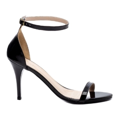 Sandalia Gisele em Verniz Preto Salto Fino 9.5cm Elegancia e Altura