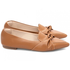 Sapatilha Mocassim Feminino Bico Fino Estilo Atemporal em Napa Caramelo - Calçadospravc | Comprar Calçados Femininos Online | Comprar Scarpins