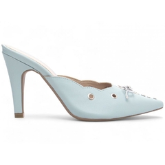 Scarpin Mule Azul 9cm Laco Prata - loja online