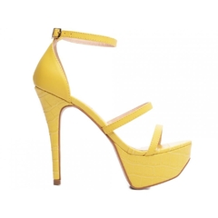 Sandalia Meia Pata Feminina Napa e Croco Amarelo com Salto de 13cm - comprar online