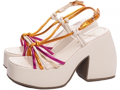 Anabela Feminina: Napa Multicolor, Plataforma 11cm - Coleção Verão - comprar online