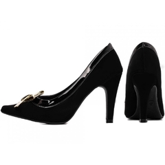 Scarpin Bico Fino Salto 9cm Estilo e Elegancia em Nobuck Preto - comprar online