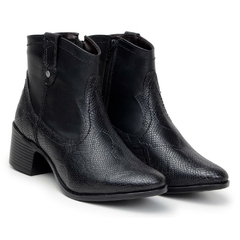 Bota Feminina Cano Curto Estampa de Cobra Preta - comprar online